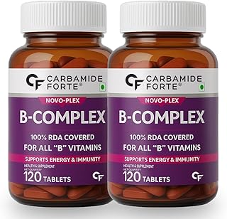 Vitamin B-Complex Tablets - 100% RDA for B Vitamins with B1, B2, B3, B5, B6, B9 & Vitamin B12 | Vitamin B Complex Supplements for Women & Men - 120 Vegetarian Tablets (Pack of 2)