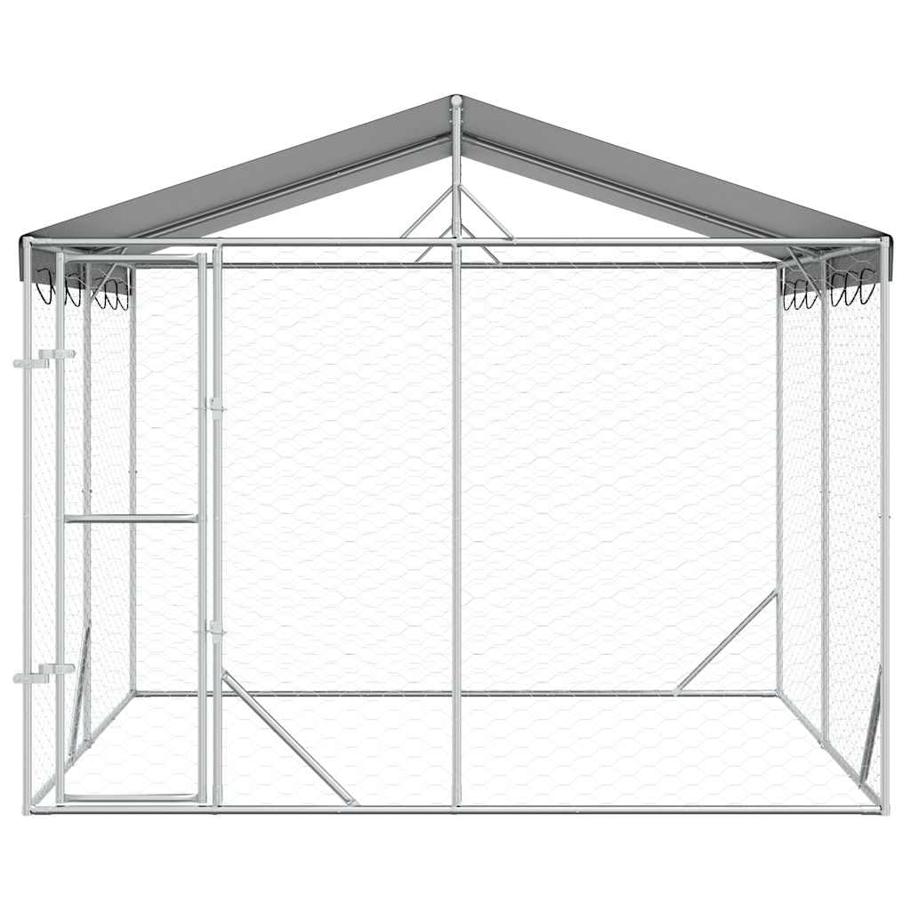 vidaXL Cuccia Cani da Esterno Tetto Argento 3x3x2,5 m Acciaio Zincato