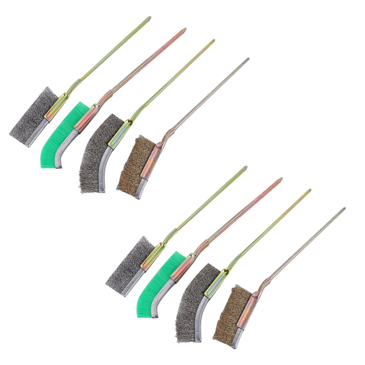 MUCKLILY 8-Piece Wire Cleaning Brush Set Rust Cleaning Metal Decontaminating Blind Angles Wood Handles Tough Bristles