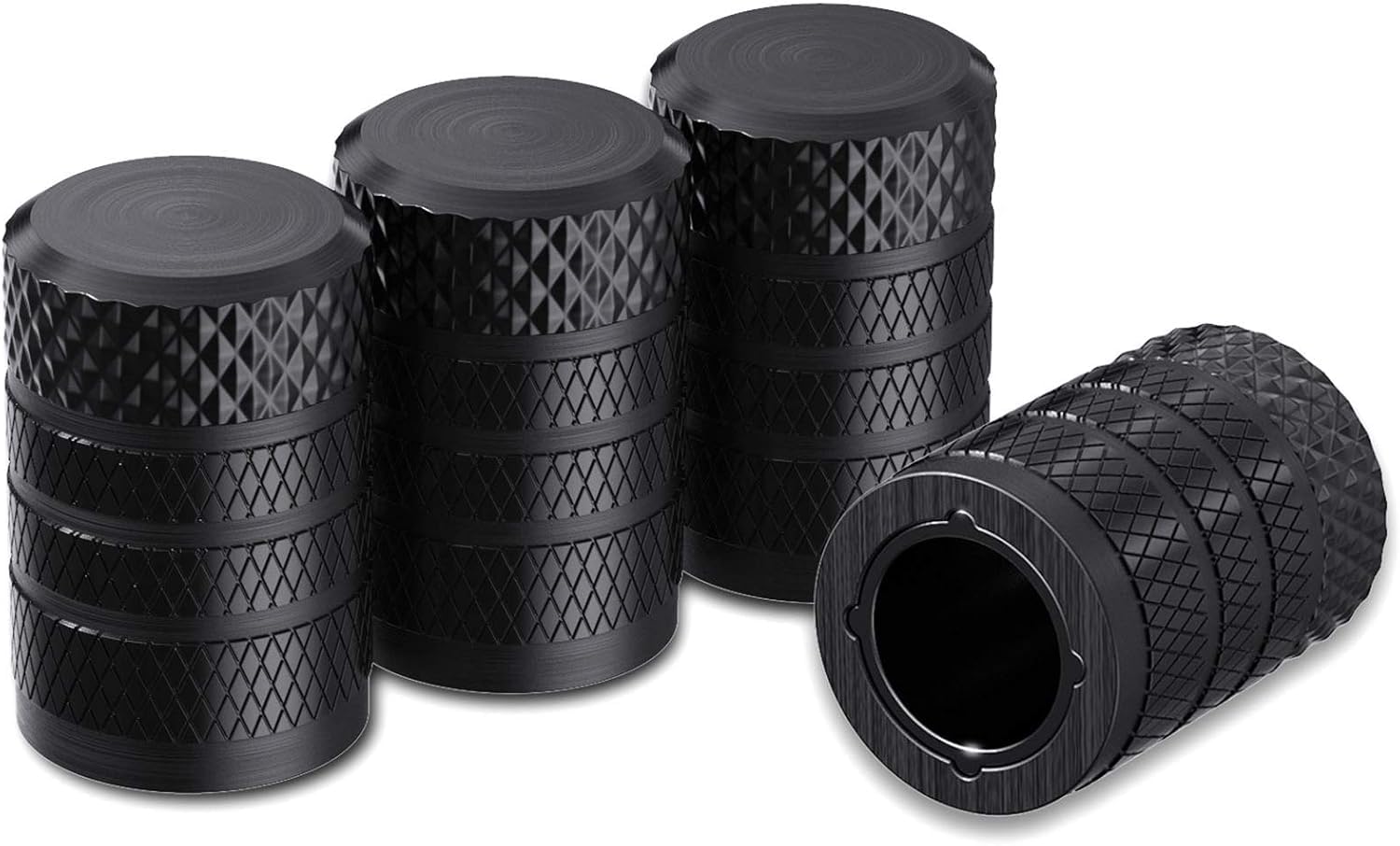 Bouchons de valve de pneu en aluminium noir pour voiture et moto | Lot de 4 universels
