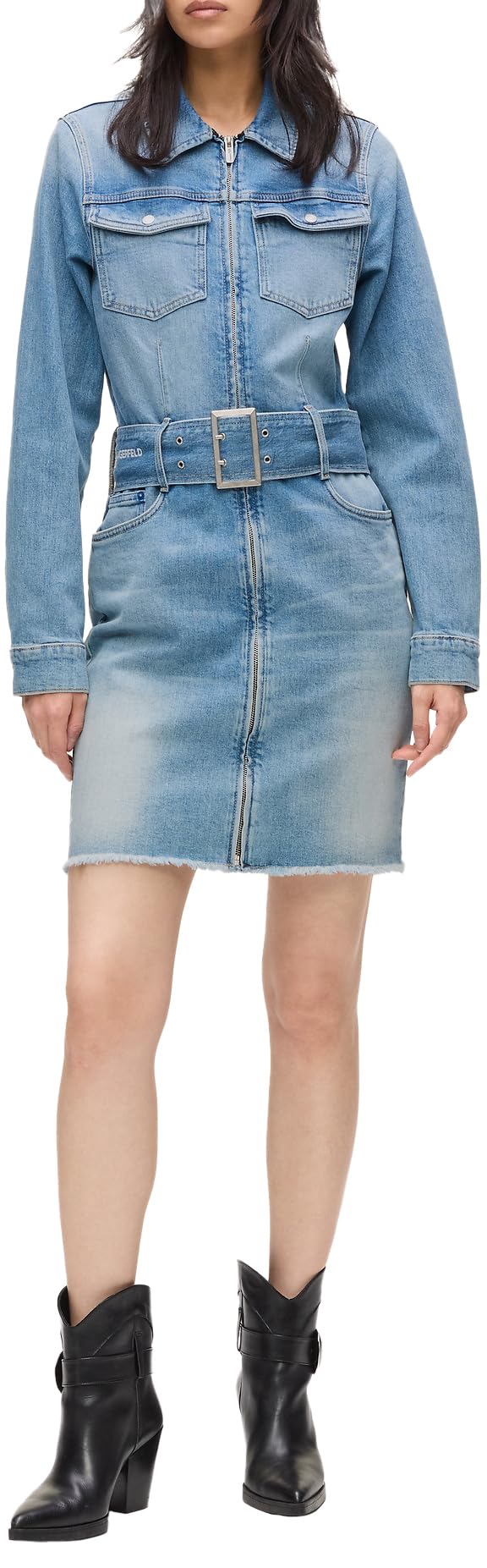 Karl Lagerfeld Jeans Damen Belted Denim Dress