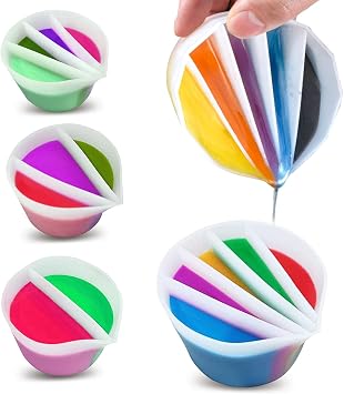4 Pcs Split Cups for Paint Pouring with 2-5 Channels Resin molds Silicone Resin Mixing Cups Pour Painting Supplies Acrylic Paint Pouring DIY Making Drawing Accessories