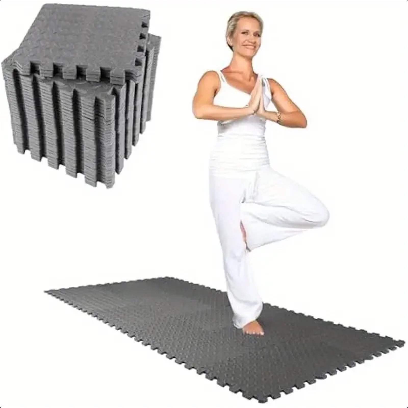 Baldosas de Espuma entrelazadas for Suelo, alfombras Entrenamiento Fitness fácil Montaje, Estera entrelazada Suave, Yoga for el hogar, 8 Uds para Gimnasio(Black)