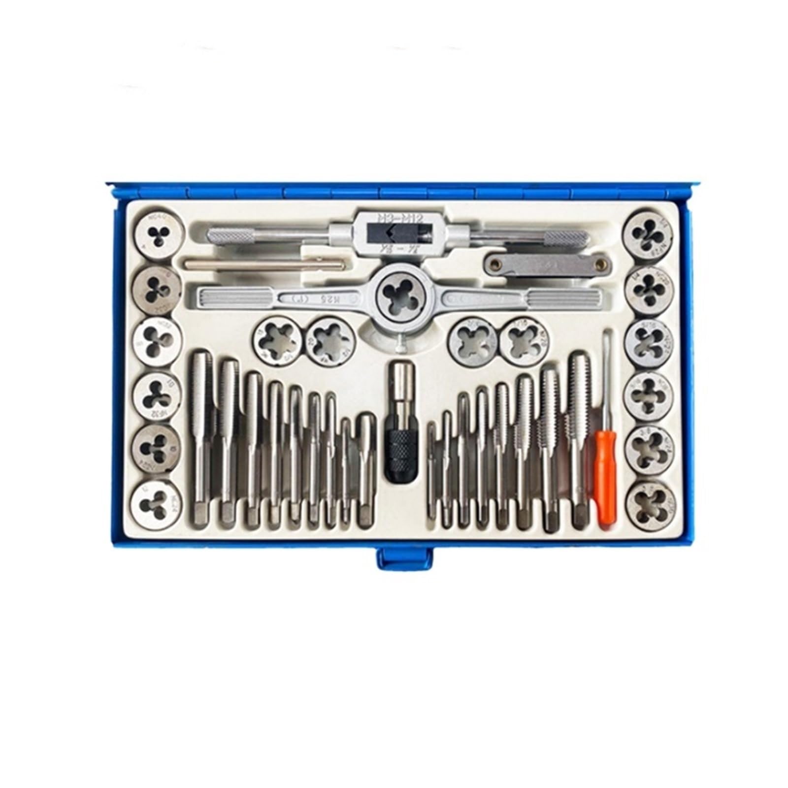 Juego de 40 machos y terrajas métricos e imperiales, utilizados for la combinación de herramientas de reparación y roscado manual de roscas internas y externas(40pcs-Metric)