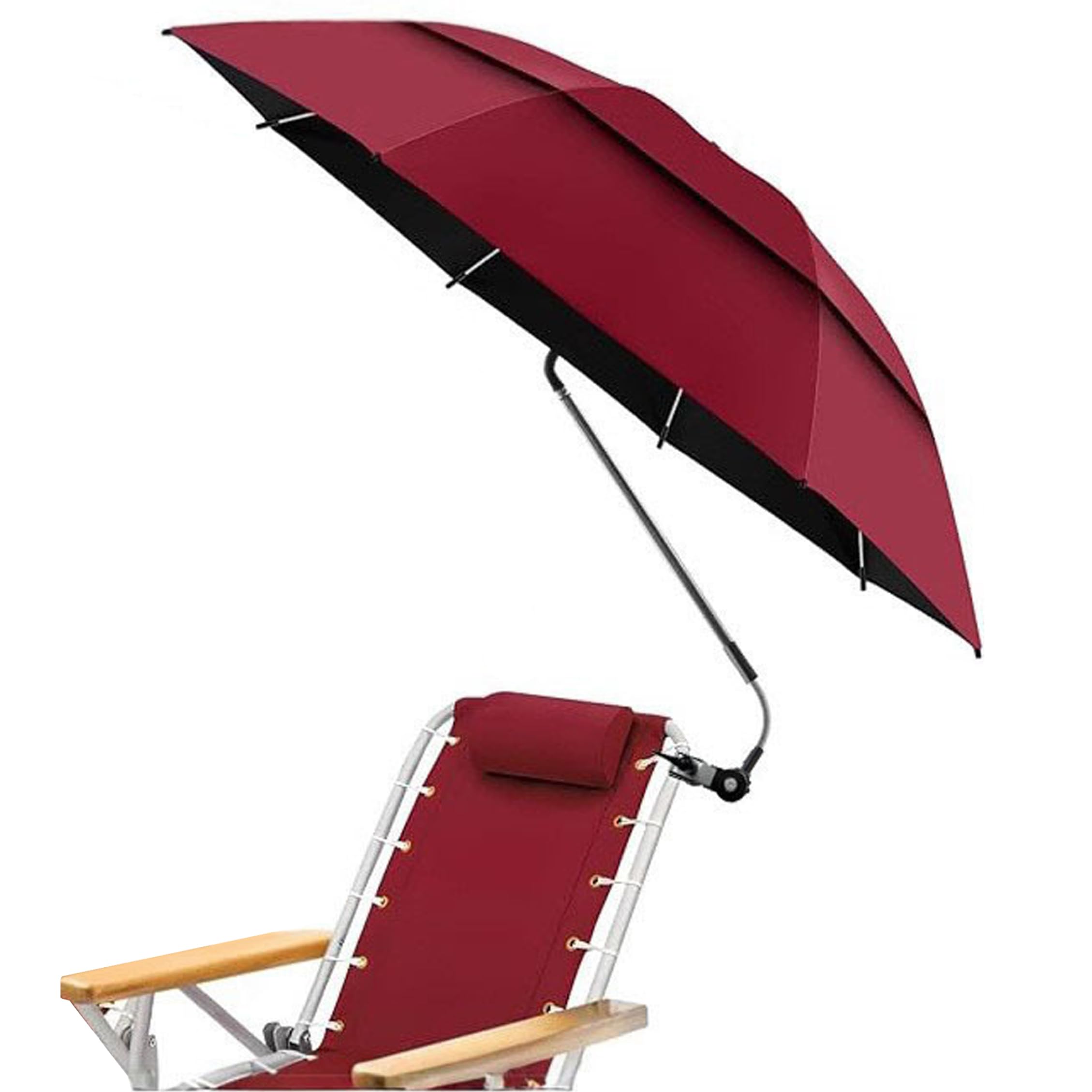Xweptuy Chair Umbrella, Chair Umbrella with Clamp Adjustable Outdoor Sun Shade, 47 Inch UV-Resistant Fabric for Beach, Camping, Fishing, Red #1