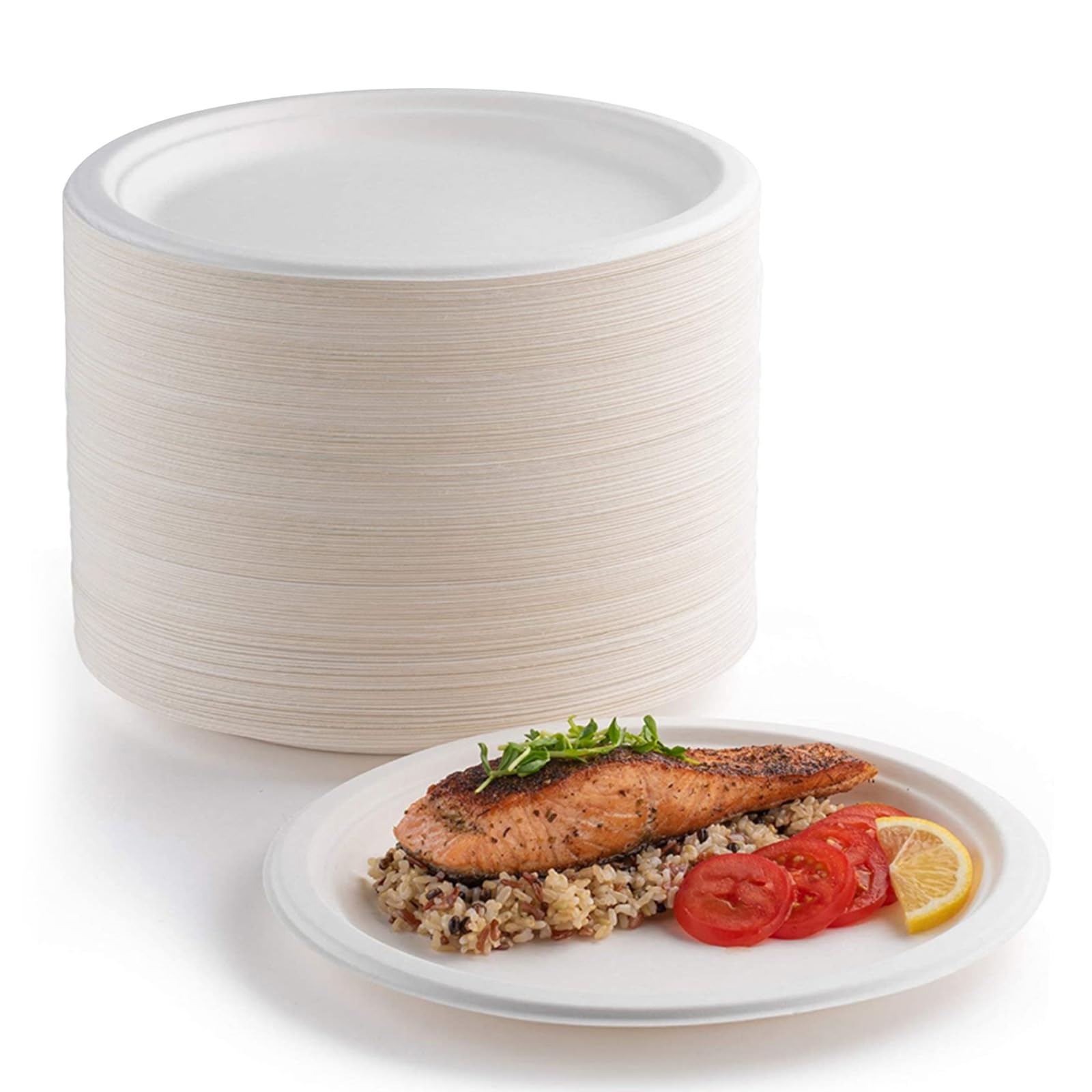 200 platos de papel, 17,8 cm, biodegradables, biodegradables y compostables, respetuosos con el medio ambiente, duraderos, reciclables, perfectos para picnics, barbacoas