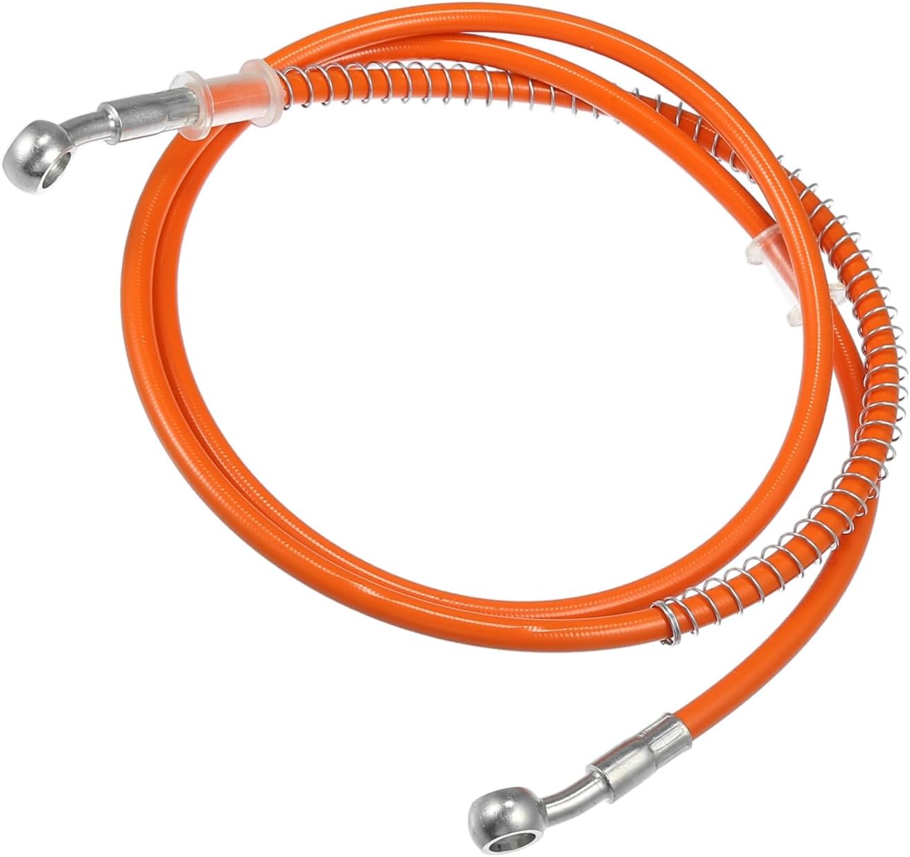 Motoforti Hydraulic Brake Hose Line Pipeline, 140cm 55.12" 10mm 0.39" Braided Oil Pipe W/Tube Nut Universal for Motorcycle ATV Go Kart Durable Stainless Steel Orange W/Spring Long-lasting