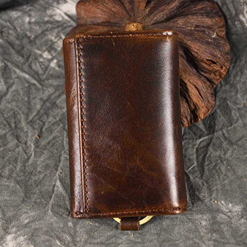 Le'aokuu Mens Genuine Leather Car Key Case Loop Hook Coin Case Cover Wallet Snap2