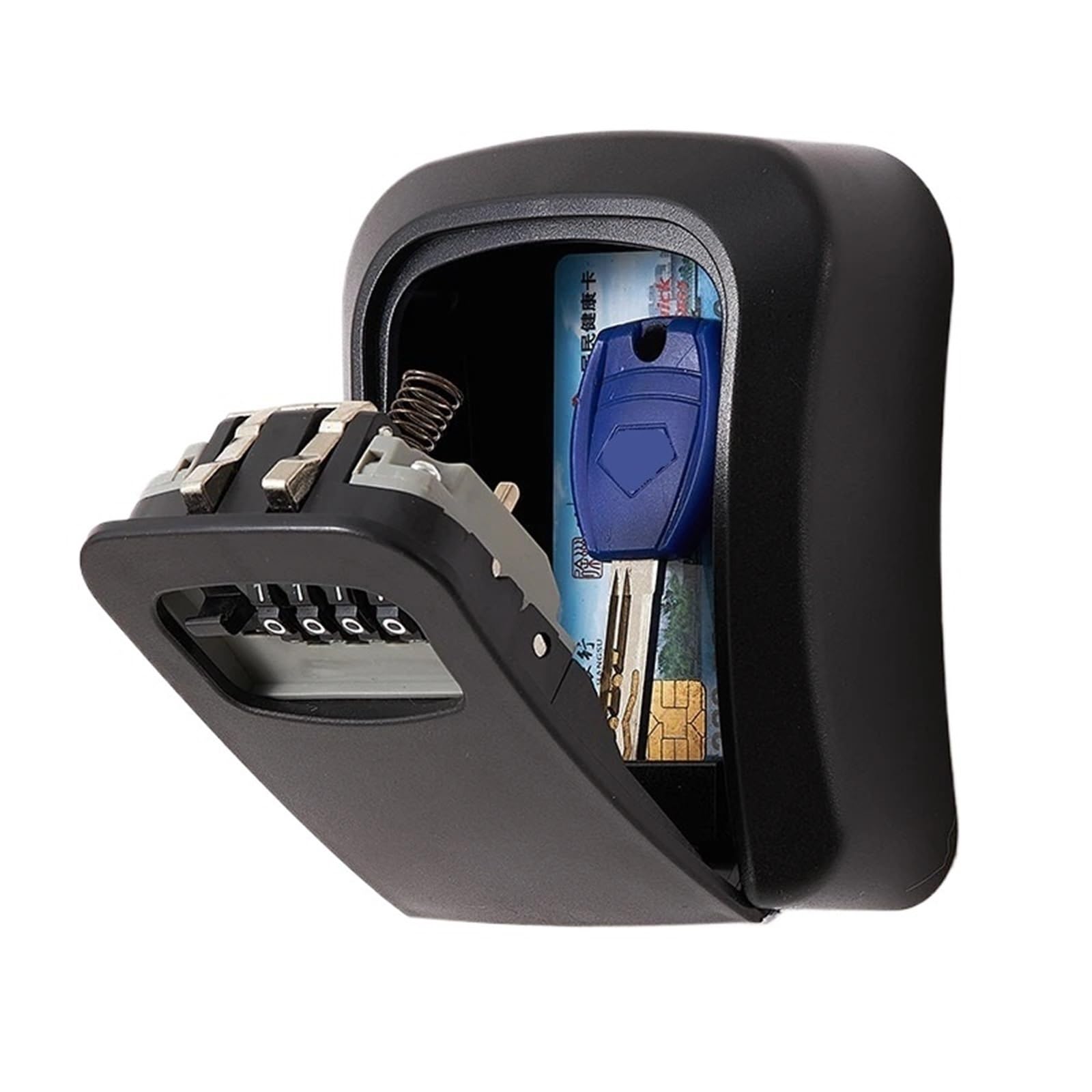 Boîte à clés à combinaison à 4 chiffres – Coffre-fort mural en métal étanche pour une utilisation en extérieur – Armoire secrète sécurisée pour clés et objets de valeur