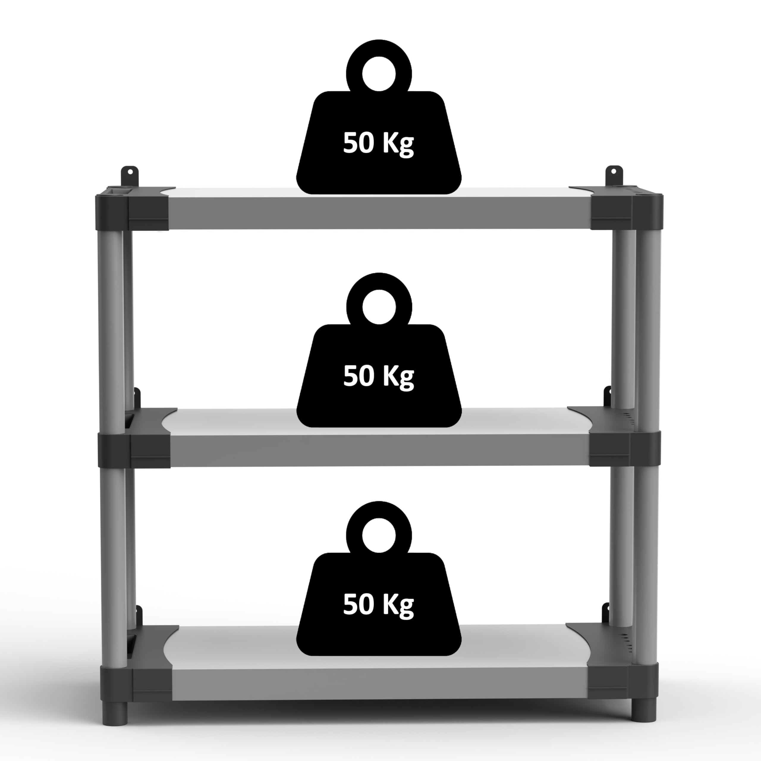 Adventa: Étagère en résine de PVC et PP, 3 étagères, Facile à Assembler, système modulaire, Durable, adaptée aux environnements intérieurs et extérieurs, 80 L x 40 x 85 H cm