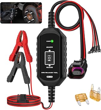 EPB Brake Release & Reset Tool 10V14V DC Electronic Parking Brake Tools Emergency EPB Service Tool Overcurrent Protection Brake Caliper Tool with 2 Connect Ways&3 Fuse for Auto Repair,Car Road Rescue