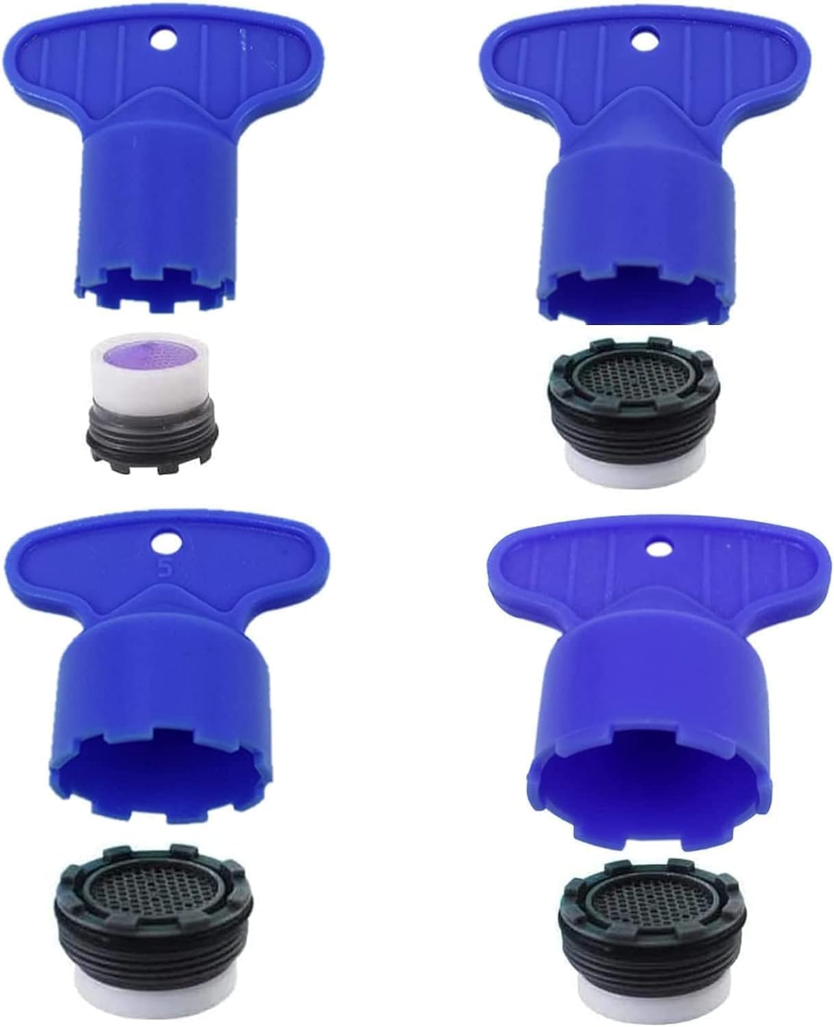 4 Pack (4Size) Sink Faucet Aerator Keys/Faucet Aerator Tap Key Removal Wrench Tool with 4 Pieces Faucet Aerator for M16.5,M18.5,M21.5,M24