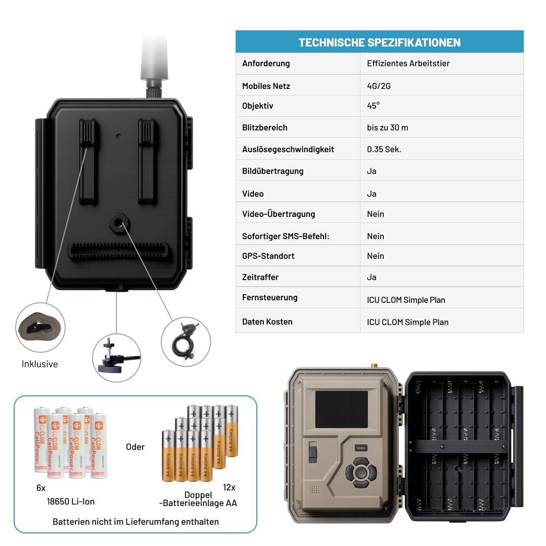 icuserver ICU CLOM SnapCam 4G LTE Wildkamera mit SIM Karte