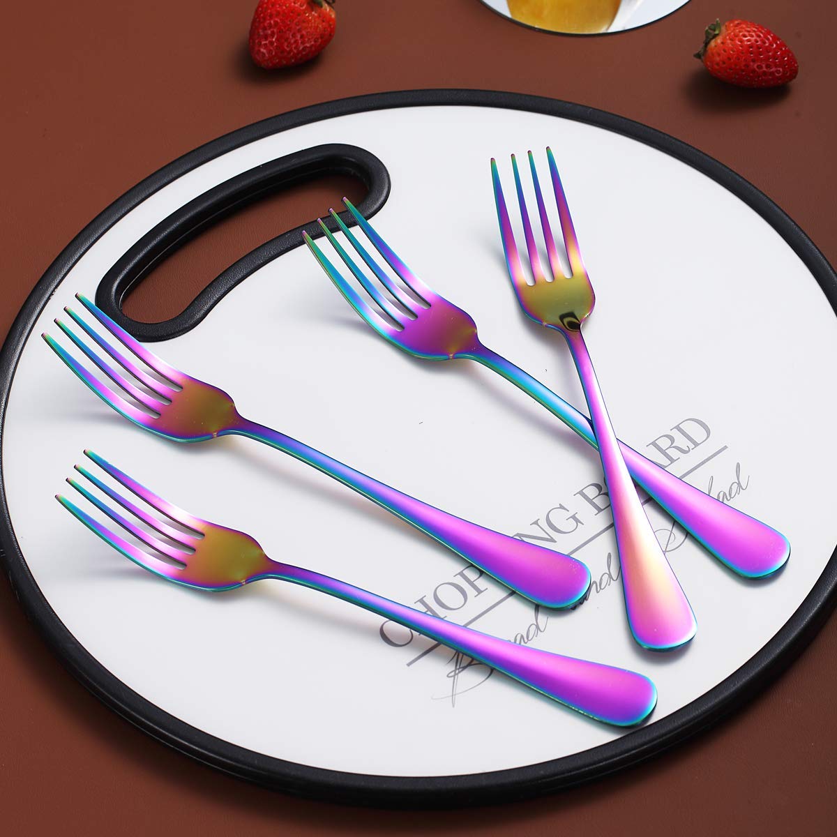 Rainbow Dinner Forks - Set of 4 Stainless Steel -2