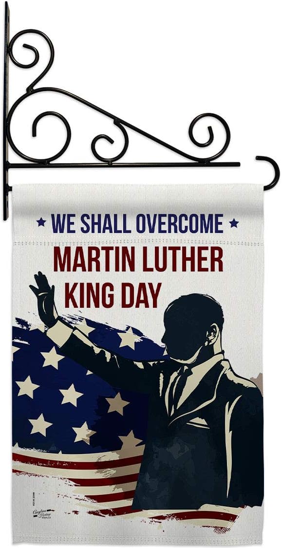 We Shall Overcome Garden Flag Set Wall Holder Black History Martin Luther King MLK Civil Right Stars United State American Small Decorative Gift Yard House Banner Double-Sided Made In USA 13 X 18.5