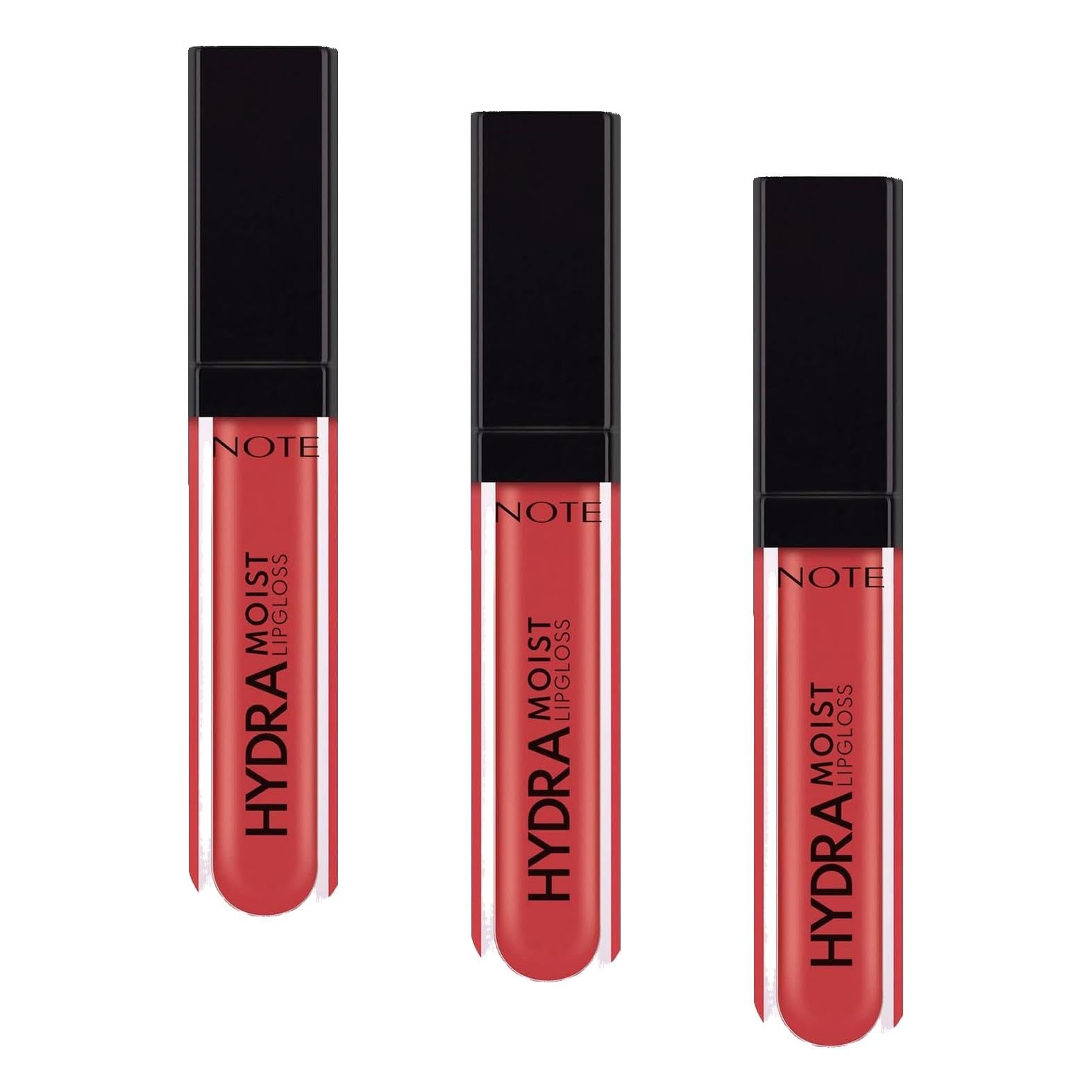 Note Cosmetics Hydramoist Lipgloss Nemlendirici Dudak Parlatıcısı - 08 Party Mood - Kırmızı (3 paketi)