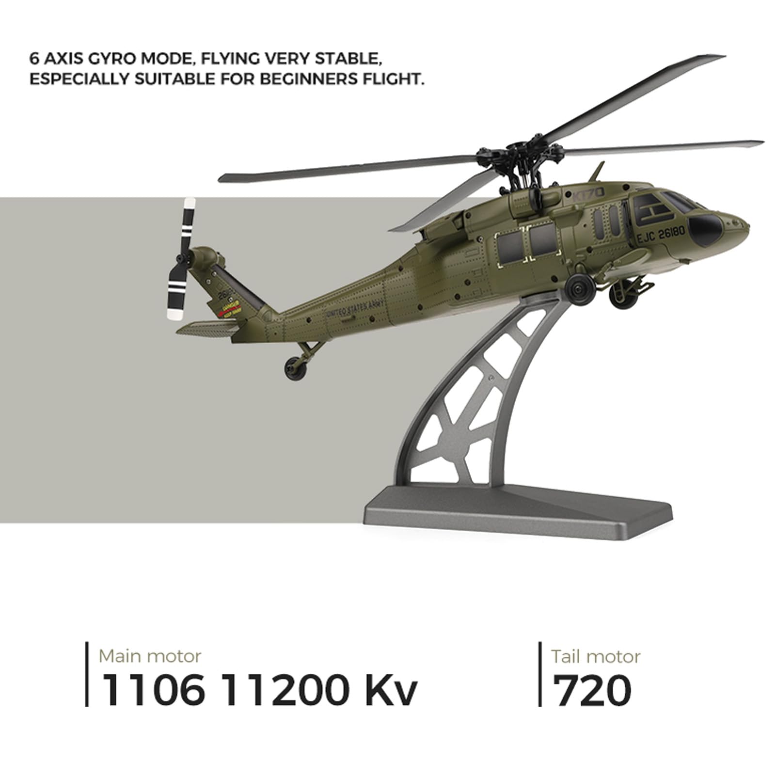 2,4G 4 -kanałowy Helikopter RC, 6 -osiowy żyroskop i wysokość Hold 1106 Bezszczotkowe Dron Motoryczny dla Początkujących i Dorosłych