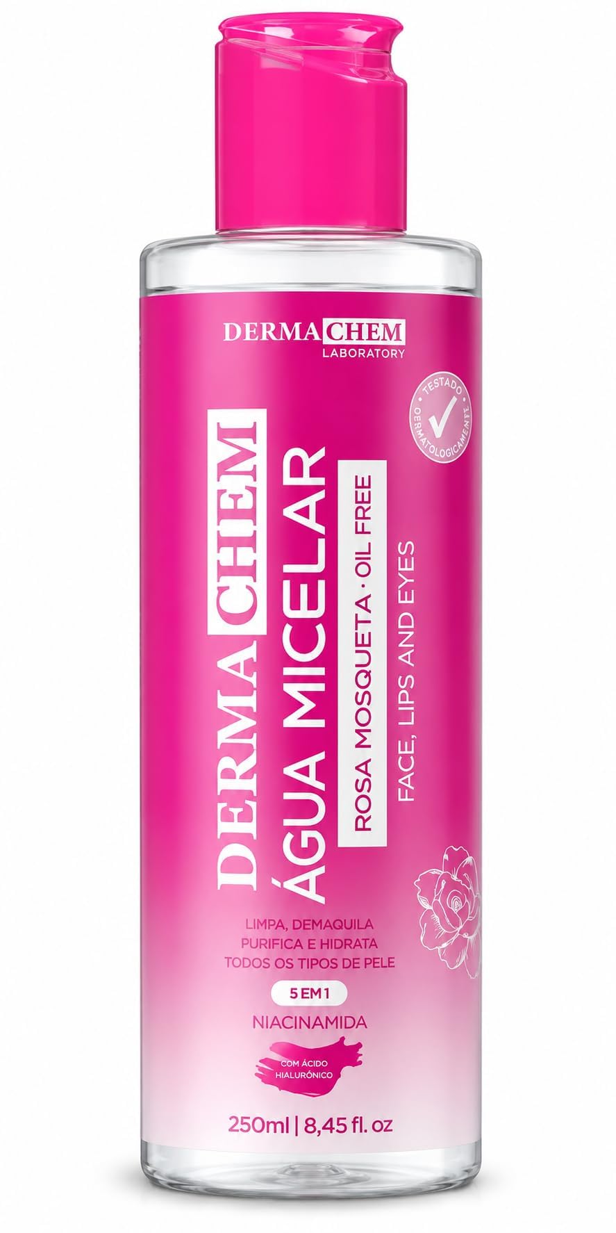 Água Micelar Rosa Mosqueta 250ml Oil Free Demaquilante Facial