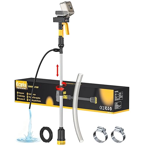 840GPH Brushless Cordless Stick Water Transfer Pump Compatible With DeWalt 20V (only tool), Auto Shut-Off, 38FT Lift 3-Speed, Extendable & IP68 with Hose Kit for Pool Garden Basement RV Boat