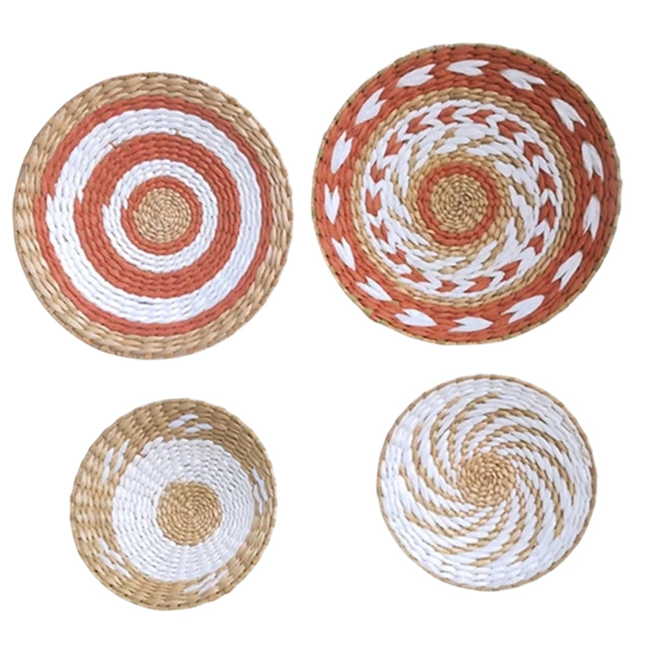 Platos de paja tejidos PRETYZOOM set de 4 piezas boho para colgar en pared