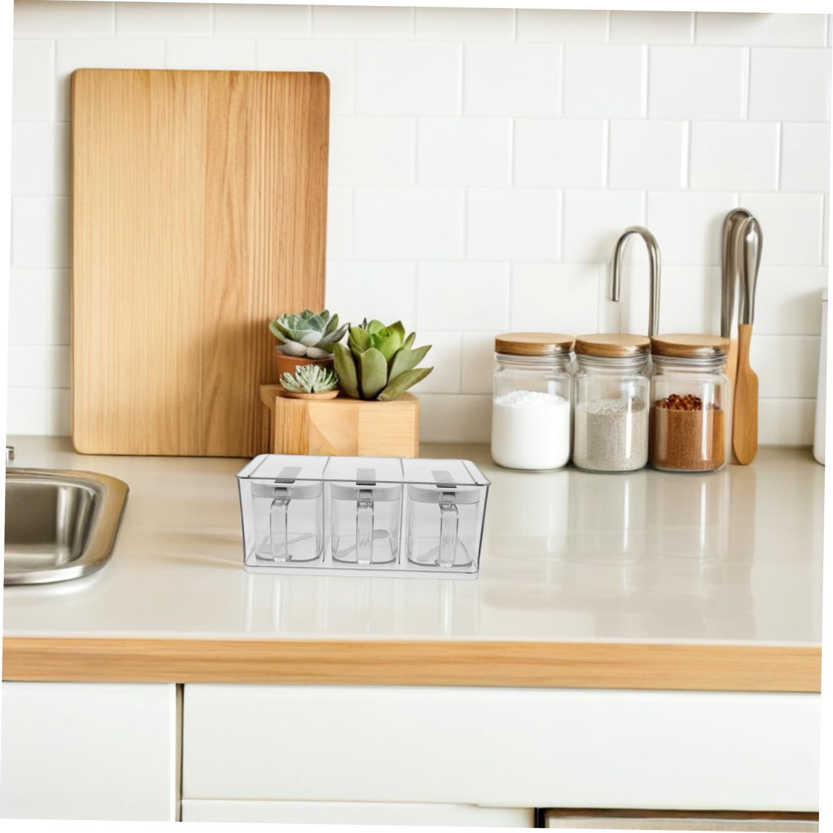 BESTOYARD Boîte à Épices en Acrylique Transparent avec Couvercle Hermétique, Rangement Mural Cuisine, Design Simple et Élégant en Pet, 1 Set