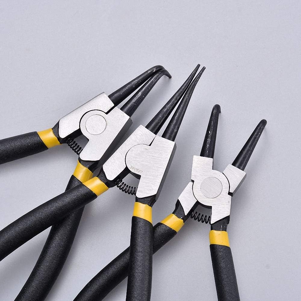 4PCS 6 Inch Circlip Pliers Set Internal External Curved Straight Tip Snap Ring Pliers Multifunctional Hand Tools