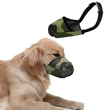 Western Era Camouflage Dog Muzzle - Adjustable Soft Breathable, Nylon Mouth Guard Cover for Small, Medium and Large Dogs, Anti Chewing, Barking & Biting (Army Muzzle, Small)