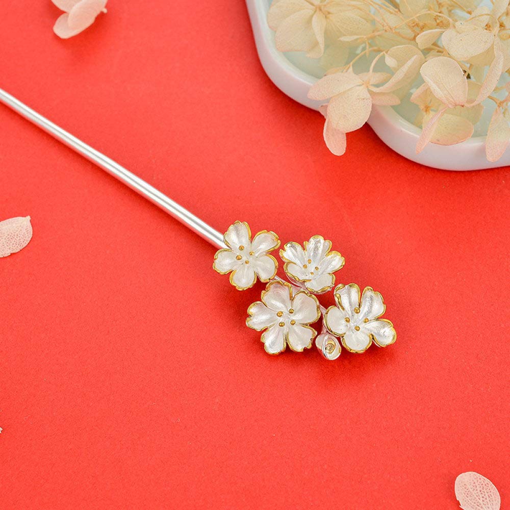 Haarschmuck, Vintage-Haarstäbchen, Haarnadel, chinesische Haarstäbchen aus S925-Silber, verzierte, exquisite Blumen-Haarstäbchen for Dutts, vergoldeter Haarknotenschmuck for Brautmädchen und Frauen