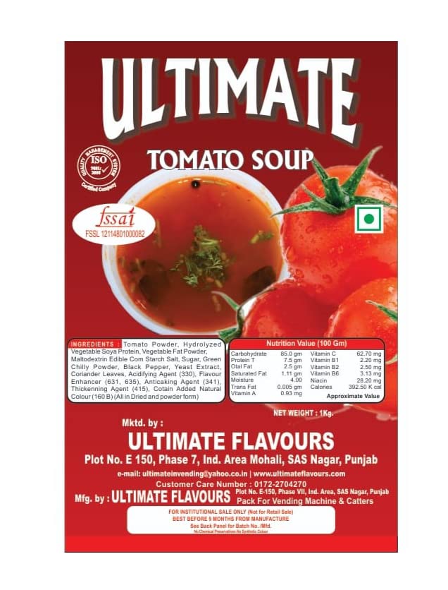 ULTIMATE FLAVOURS Tomato Soup | Instant Soup | Premix Powder for Manual and Vending Machines | No MSG, No Preservatives | Just Add Hot Water | 1kg Pack - Image 4 thumbnail