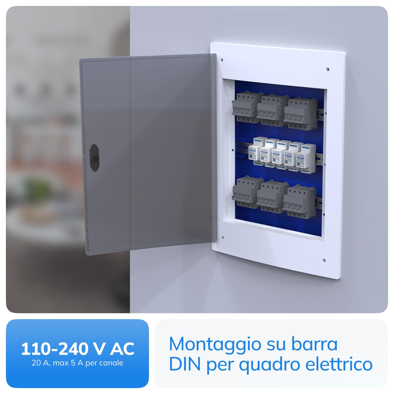Freedompro Interruttore Smart WiFi Controlla 2 Tapparelle, Persiane Avvolgibili, Modulo Smart Home DIN H Relè Compatibile con Matter, Apple Home, Alexa, Google Home, 110-240V 5A Quadro Elettrico