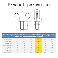 Vista 2 de Tornillos de mariposa de ala galvanizada de acero al carbono M8-0.049 x 2.756 in, perno de ala, cierre de máquina, tornillos de mano para equipos