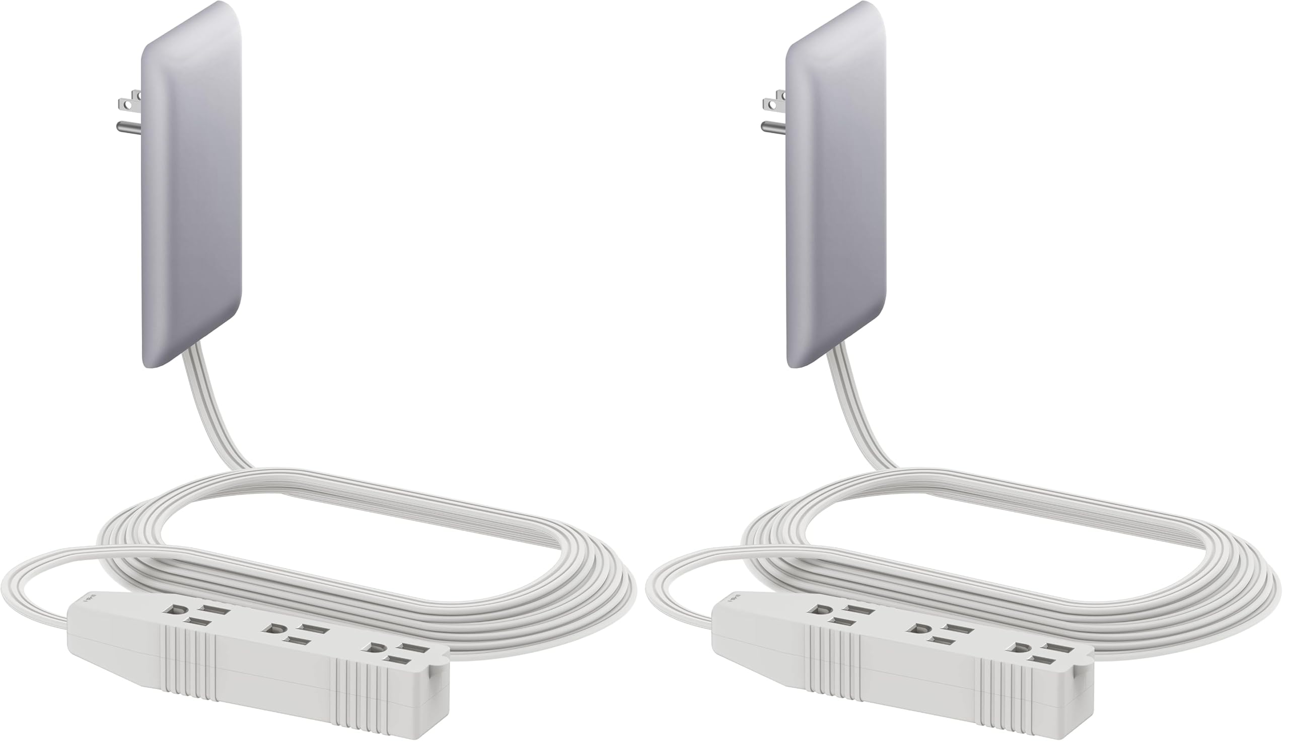 LIDER Flat-Face Outlet Extender with 3 Receptacles, Ultra-Thin Wall Plate Plug with Cord Extender and 3-Outlet Power Strip, 8ft Cord, LWE8-315-SV, 1625W, ETL Listed, Matte Silver, 2-Pack
