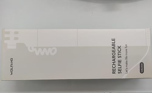Miniatura 10 de WOLFANG GB2200 Palo selfie recargable con batería recargable de 2600 mAh, cámara de acción de rotación negra para selfie, compatible con otras