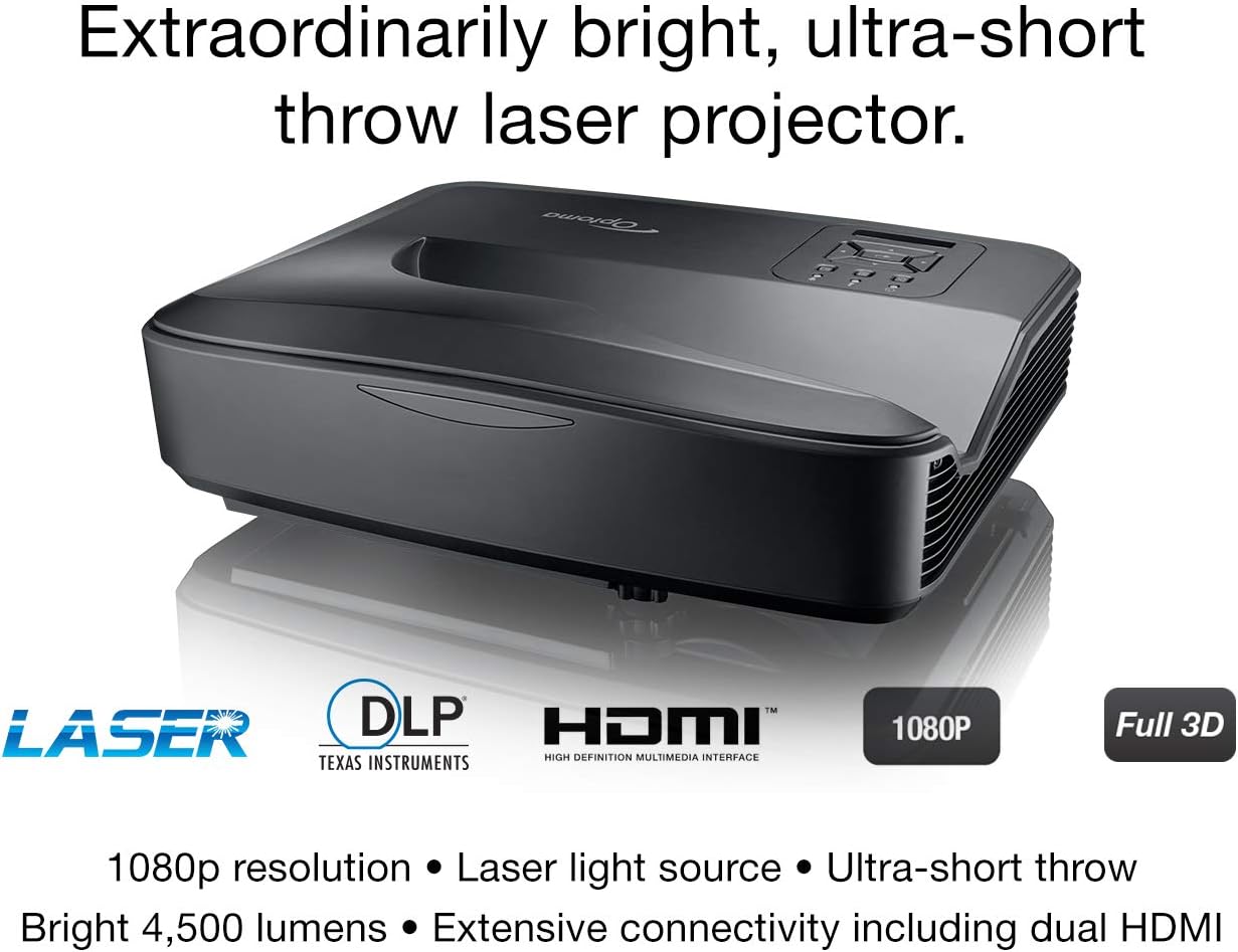 Discount 90% Optoma HZ48UST Ultra-Short Throw Premium Laser Projector | Extremely Bright 4500 Lumens for Lights-On Viewing | Home Theater Projector for Movies & Gaming | Compact Design | 2X HDMI Connectivity