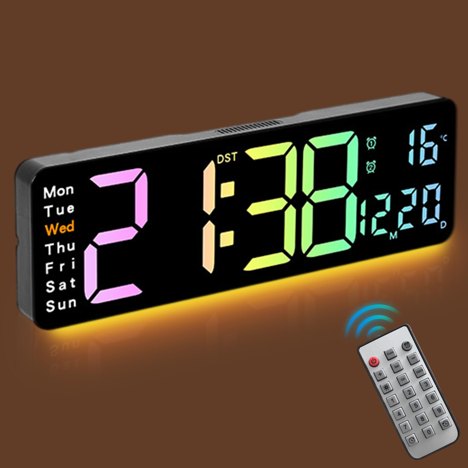 Reloj de Pared Digital Grande,Reloj Despertador Digital con Control Remoto,LED Pantalla Reloj Alarma Inteligente 12/24 Horas,Adecuado para decoración de Sala de Estar,Dormitorio y Oficina