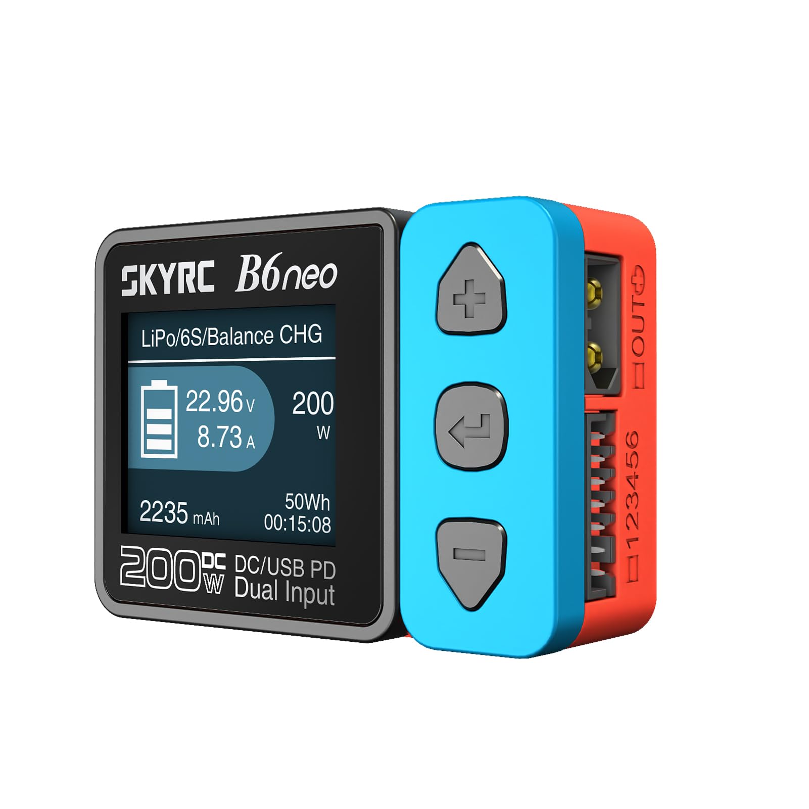 GoolRC B6neo Smart Charger Lipo Battery Charger, DC 200W PD 80W Battery Balance Charger Discharger for 1-6s LiPo/Life/LiIon/LiHV Battery, 1-15s NiMH/NiCd Batteries (Blue)