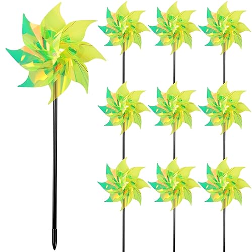 Hausse 10 Pack Reflective Pinwheels Wind Spinner, Extra Sparkly Pinwheel