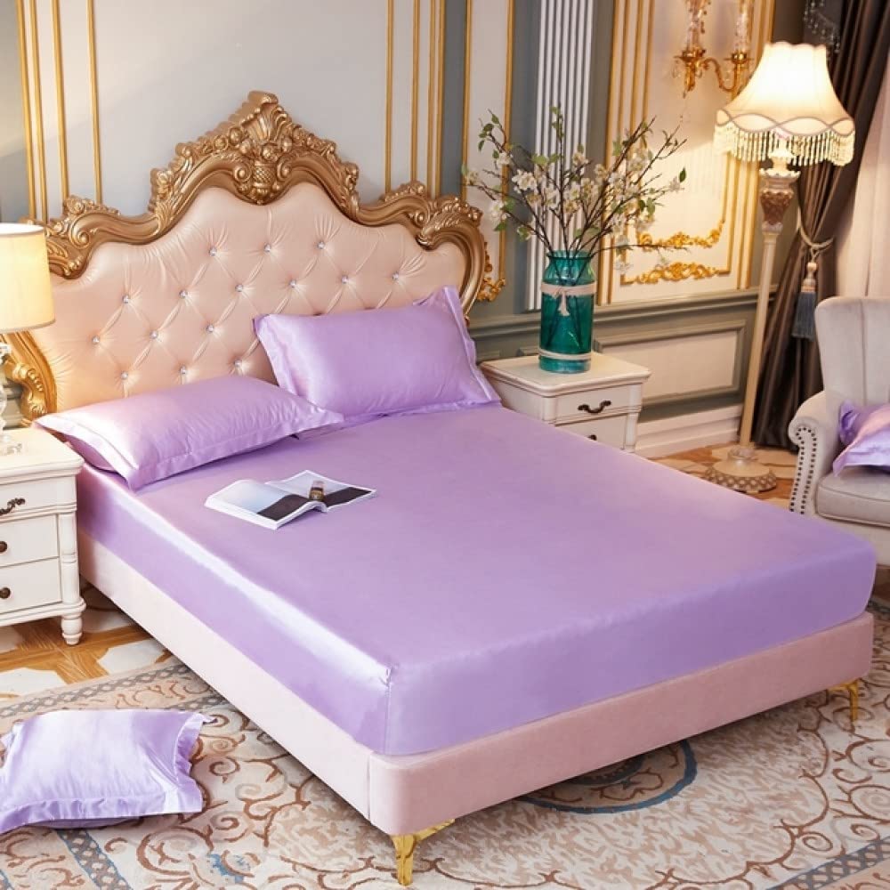 Drap housse satin anti-plis pour lit double 140x200 cm de luxe