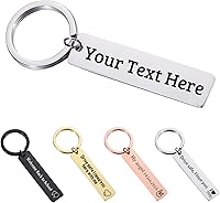 JUBOPE Personalized Double-Sided Stainless Steel Keychain - Custom Engraved Name Text Gifts for Men Women