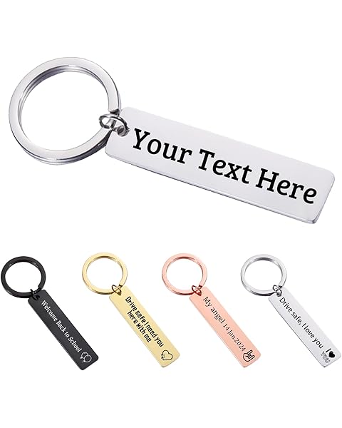 Customized Double-sided Keychain Stainless Steel Personalized Engraved Text Name Ke...