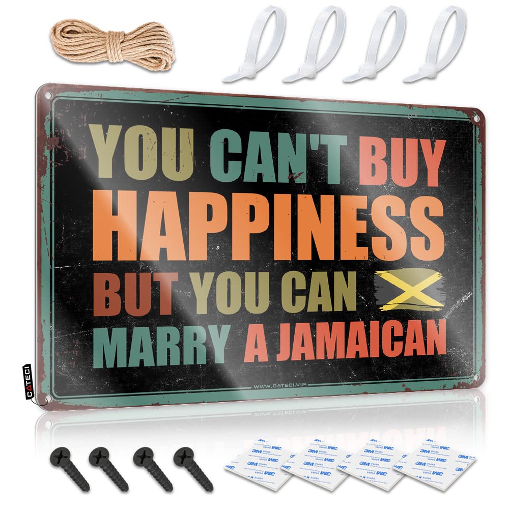 Home Wall Decor Funny Metal Sign You Can'T Buy Happiness But Can Marry A Jamaican Tin Sign Bedroom Door Sign Bar Open Metal Sign(30X40CM)