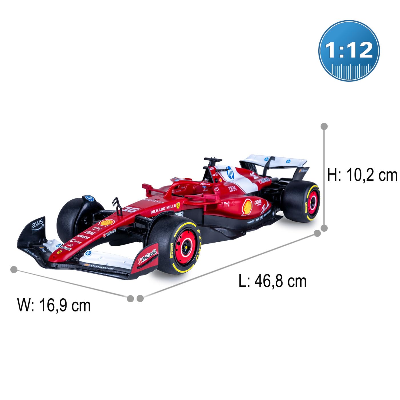 JAMARA 402259 Ferrari SF-25 1:12 czerwony 2,4 GHz RC samochód wyścigowy zdalnie sterowany model samochodu, zabawka dla dzieci od 6 lat, pomysł na prezent