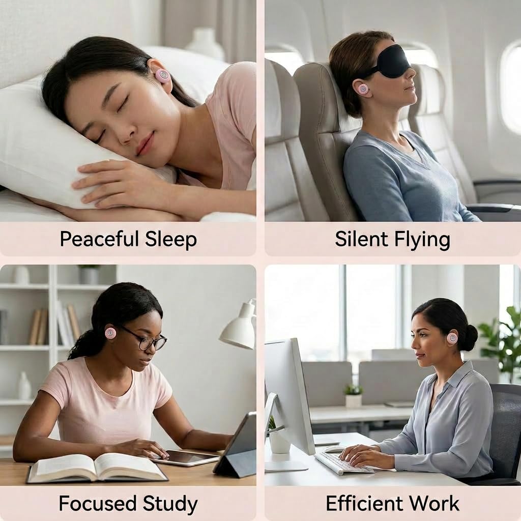 Tapones para los oídos con cancelación de ruido para dormir, reutilizables y suaves para dormir, estudiar y viajar, reducen los ronquidos, el ruido de dormitorio y el ruido de vuelo, enfoque