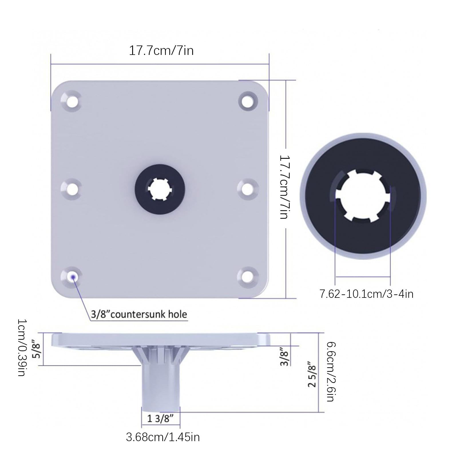 Ensemble de siège sur pied pour bateau – Base de siège marine stable, support de siège de bateau robuste | Siège de bateau et piédestal combinés avec support de siège de bateau, piédestal de siège rég