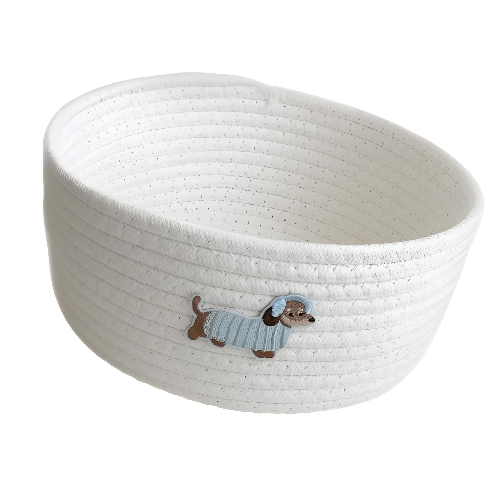 CUNZJIA Dog Embroidery Cotton Rope Storage Basket for Toy Snacks and Home Organization Woven Storage Bin