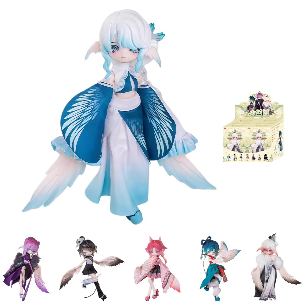 niannyyhouse BJD Blind Box Figurines, 1/8 Ball Jointed Doll with Clothes, Ancient Style Yunyu Pavilion Series, Action Figure Collectable (6PCs)