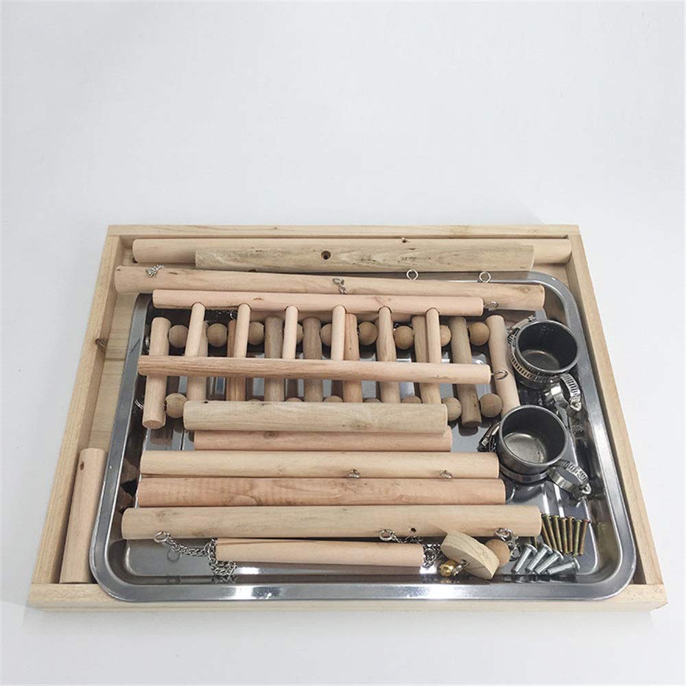 Parque de Juegos de pájaros, estación de Juegos, e Columpio de Madera for pájaros, Poste de Entrenamiento Xuanfeng, Soporte de Piel de Tigre, Palo, Anillo for pies, Juguetes for pájaros