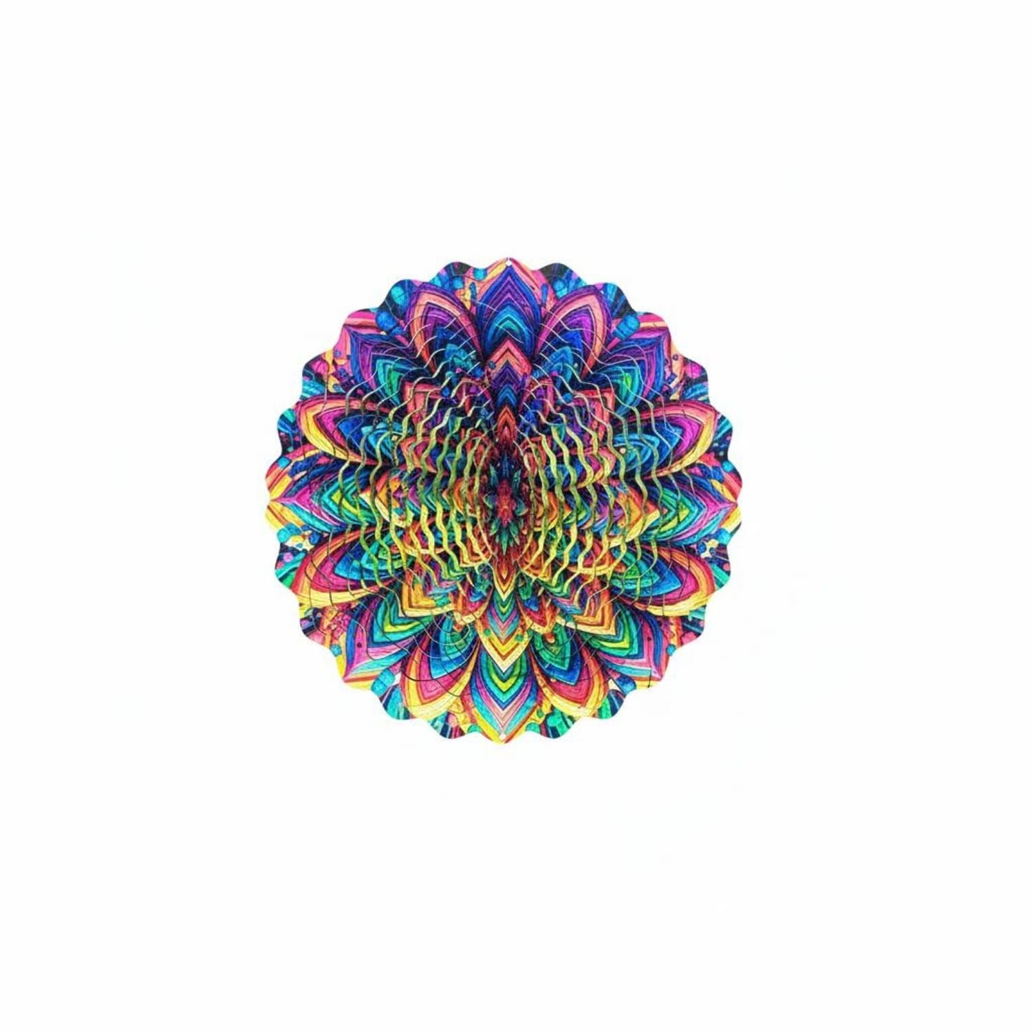 foldable design 3d mandala wind 360 degree rotation mandala hanging reflective luster rotating garden ornament weather resistant for patio, balcony, window, 3030cm flower leaf 5