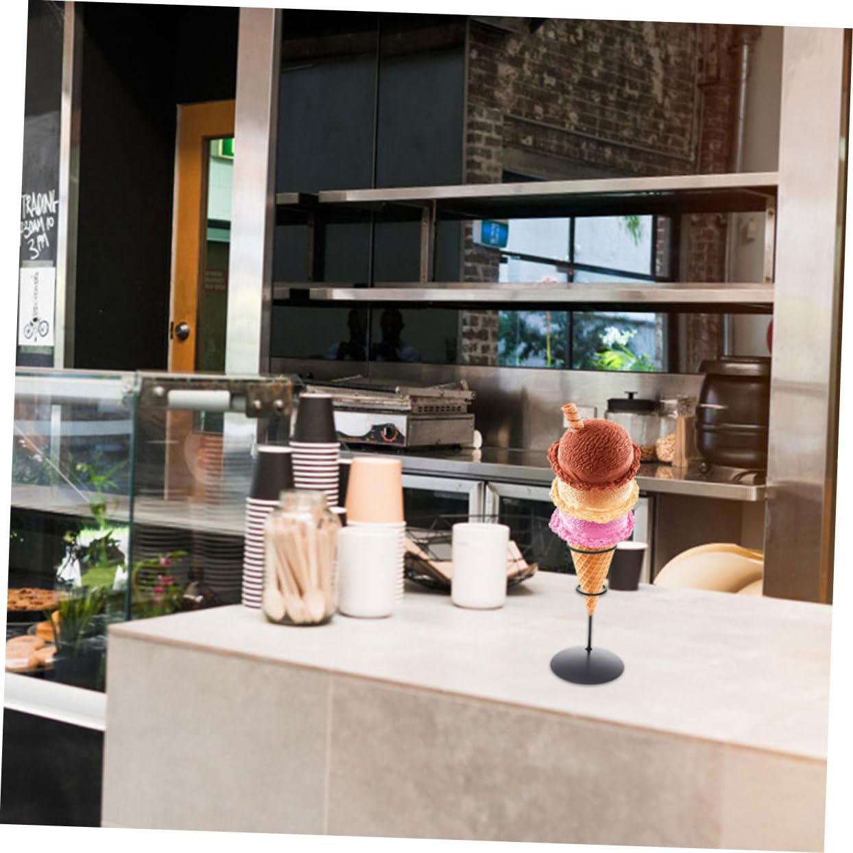 Cabilock 6Pcs Reusable Art Ice Cream Cone Holders Elegant Display Stands for Ice Cream Cones for Parties Buffets and Dessert Shops Easy to Clean and Store