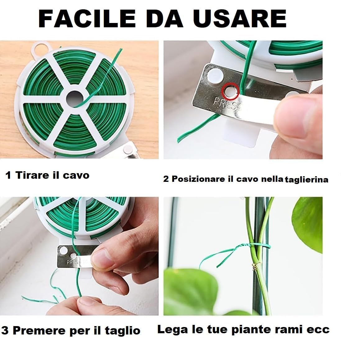 Filo per Legare Pomodori 2x50m, Spago per Orto in Plastica Verde, Corda per Legare Pomodori, Piante Varie in Giardinaggio, Resistente e Comoda da Usare, Formato Conveniente con 100m di Corda